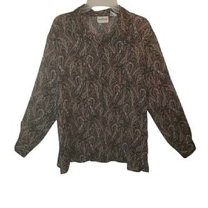 Bon Worth women’s MP button collared gold specks dress shirt. 7028